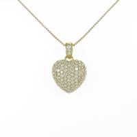 K18YG ハート パヴェ ダイヤモンドネックレス
