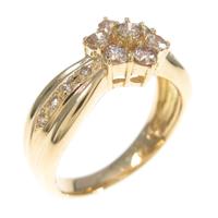 K18YG フラワー ダイヤモンドリング