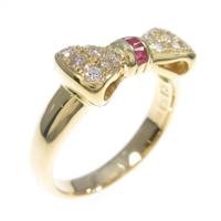 K18YG リボン ルビーリング