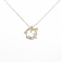 K18YG リボン ダイヤモンドネックレス