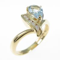 K18YG／PT アクアマリンリング