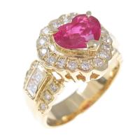 K18YG ハート ルビーリング