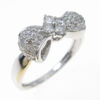 K18WG リボン ダイヤモンドリング