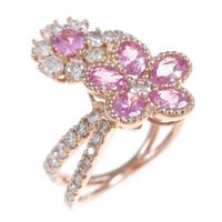 K18PG フラワー ピンクサファイヤリング