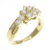 K18YG フラワー ダイヤモンドリング