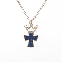 K18PG／K18BG クロス×クラウン サファイヤネックレス