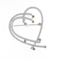 K18WG ハート ダイヤモンドブローチ