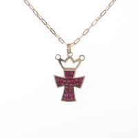 K18PG／K18BG／750PG クロス×クラウン ルビーネックレス