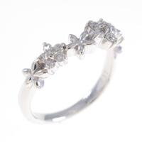 K18WG フラワー ダイヤモンドリング