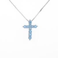 K14WG クロス ブルートパーズネックレス