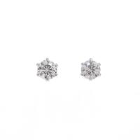 K18WG ソリティア ダイヤモンドピアス