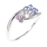 K18WG フラワー タンザナイトリング