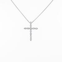 K18WG クロス ダイヤモンドネックレス