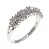 K18WG フラワー ダイヤモンドリング