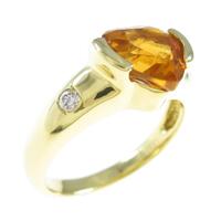 K18YG ハート シトリンリング