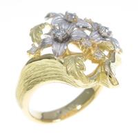 K18YG／PT フラワー ダイヤモンドリング