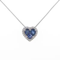 K18WG ハート サファイヤネックレス