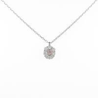 K18WG フラワー ピンクダイヤモンドネックレス