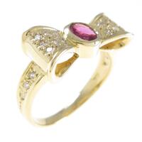 K18YG リボン ルビーリング