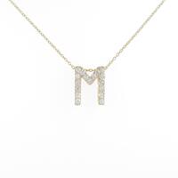 K18YG イニシャルM ダイヤモンドネックレス