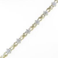 14YG／14KWG フラワー ダイヤモンドブレスレット