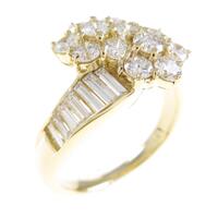 K18YG フラワー ダイヤモンドリング