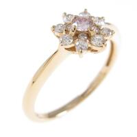 K18PG フラワー ピンクダイヤモンドリング