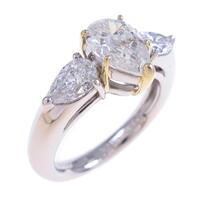 K18YG／プラチナダイヤモンドリング 1．008ct・H・SI2・ペアシェイプ