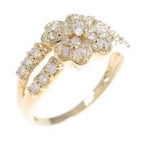 K18YG フラワー ダイヤモンドリング