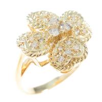 K18YG クローバー ダイヤモンドリング