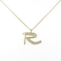 K18YG イニシャルR ダイヤモンドネックレス