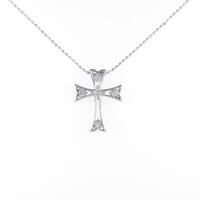 K18WG クロス ダイヤモンドネックレス
