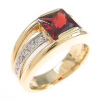 K18YG／PT ガーネットリング