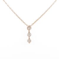 K18PG スリーストーン ダイヤモンドネックレス