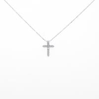 K18WG クロス ダイヤモンドネックレス