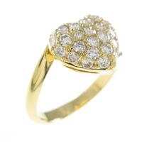 K18YG ハート ダイヤモンドリング