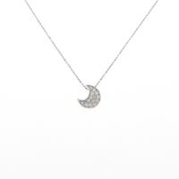 K18WG ムーン パヴェ ダイヤモンドネックレス