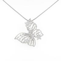 K18WG バタフライ ダイヤモンドネックレス