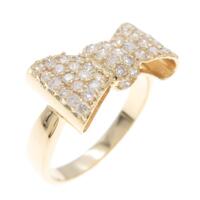 K18YG リボン ダイヤモンドリング