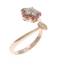 K18PG フラワー ピンクサファイヤリング