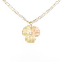 750スリーカラー フラワー ダイヤモンドネックレス