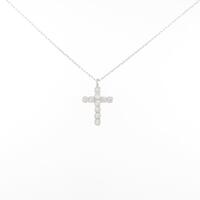 K18WG クロス ダイヤモンドネックレス