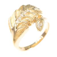 K18YG リーフ ダイヤモンドリング