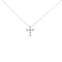 K18WG クロス ダイヤモンドネックレス