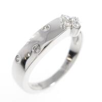 K18WG フラワー ダイヤモンドリング