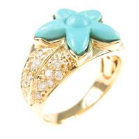 K18YG フラワー トルコイシリング