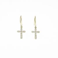 K18YG クロス ダイヤモンドピアス