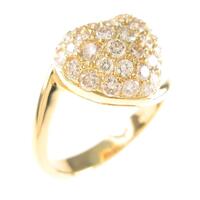 K18YG パヴェ ハート ダイヤモンドリング