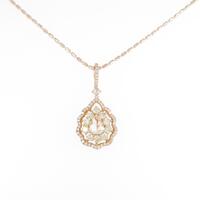 K18PGダイヤモンドネックレス 0．418ct・E・SI2・ペアローズシェイプ