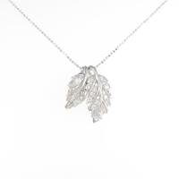K18WG 2WAY リーフ ダイヤモンドネックレス